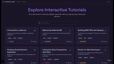 Animated visual of interface navigation using a touch interface